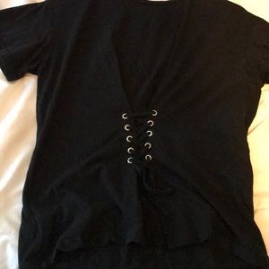 black tee with cute drawstring